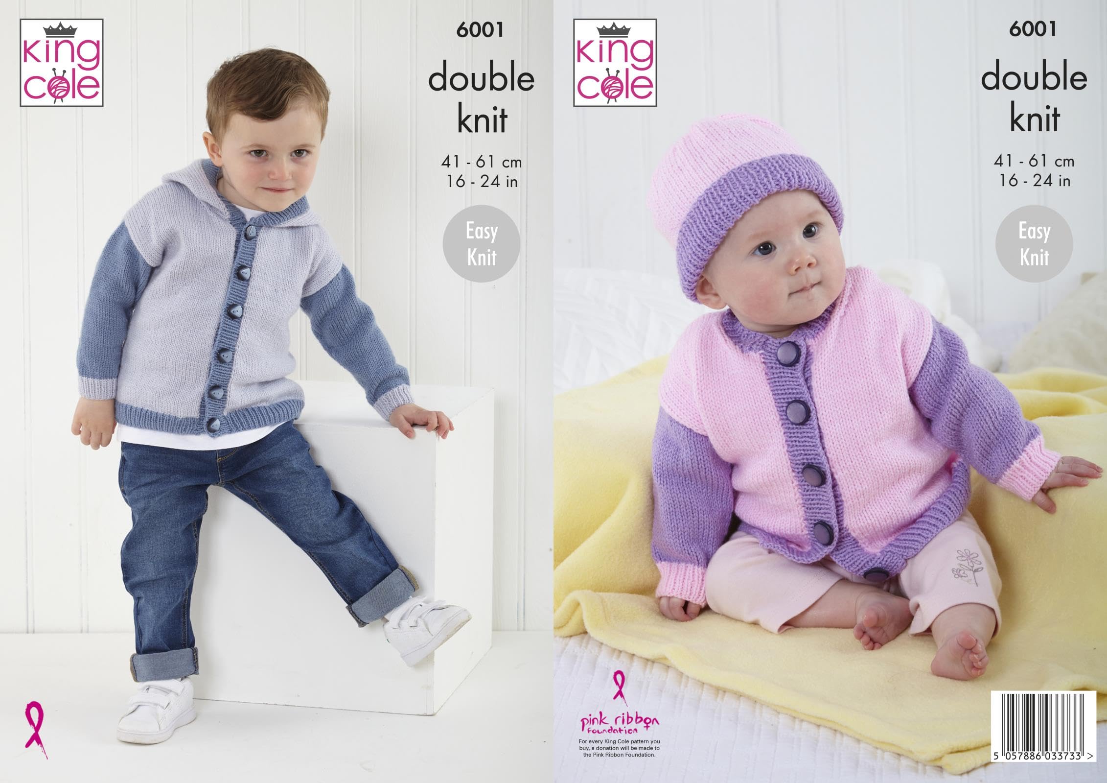 King Cole Baby DK Knitting Pattern - 6001 Baby and Toddlers  Cardigans & Hat