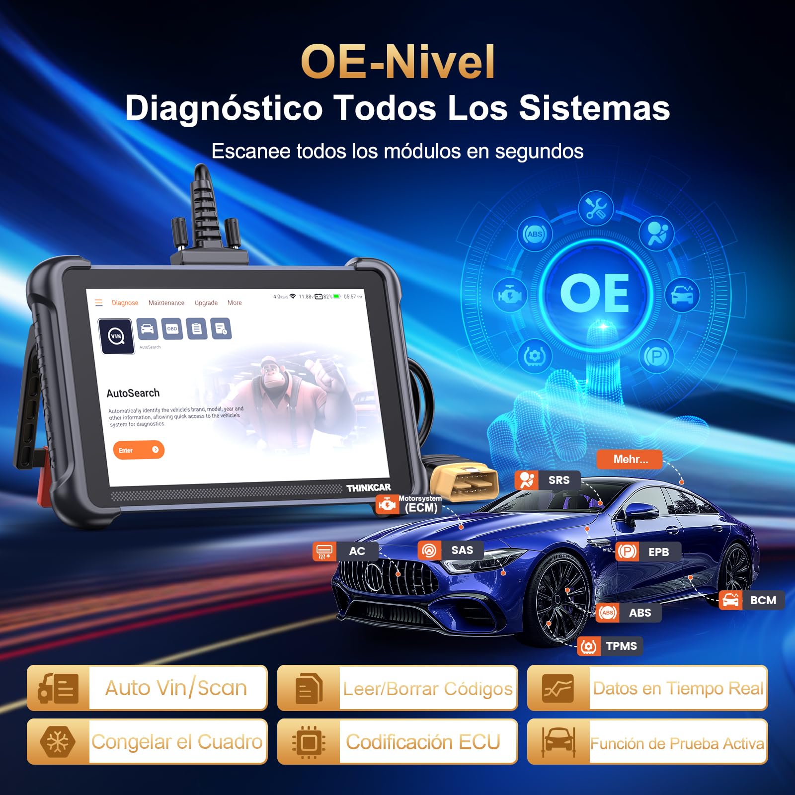 ThinkScan 689 Diagnosis Coche Multimarca de Todos Sistema | OBD2 Diagnosis Coche con 34+ Funciones de Reinicio, OBD2 Diagnóstico para Control Bi-Direccional/Codificación ECU