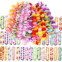 Atonofun 120 Counts Hawaiian Leis Bulk, Hawaiian Leis Flower for Luau Theme Party Decorations Colorful Tropical Flower Necklace for Adults Hawaii Beach Luau Party Favors Supplies