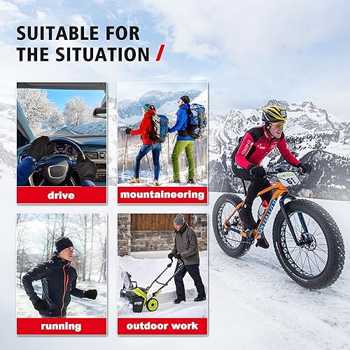 Miniatura 6 de Guantes impermeables de invierno con dedos para pantalla táctil para hombres y mujeres, forro térmico resistente al viento para correr, ciclismo,