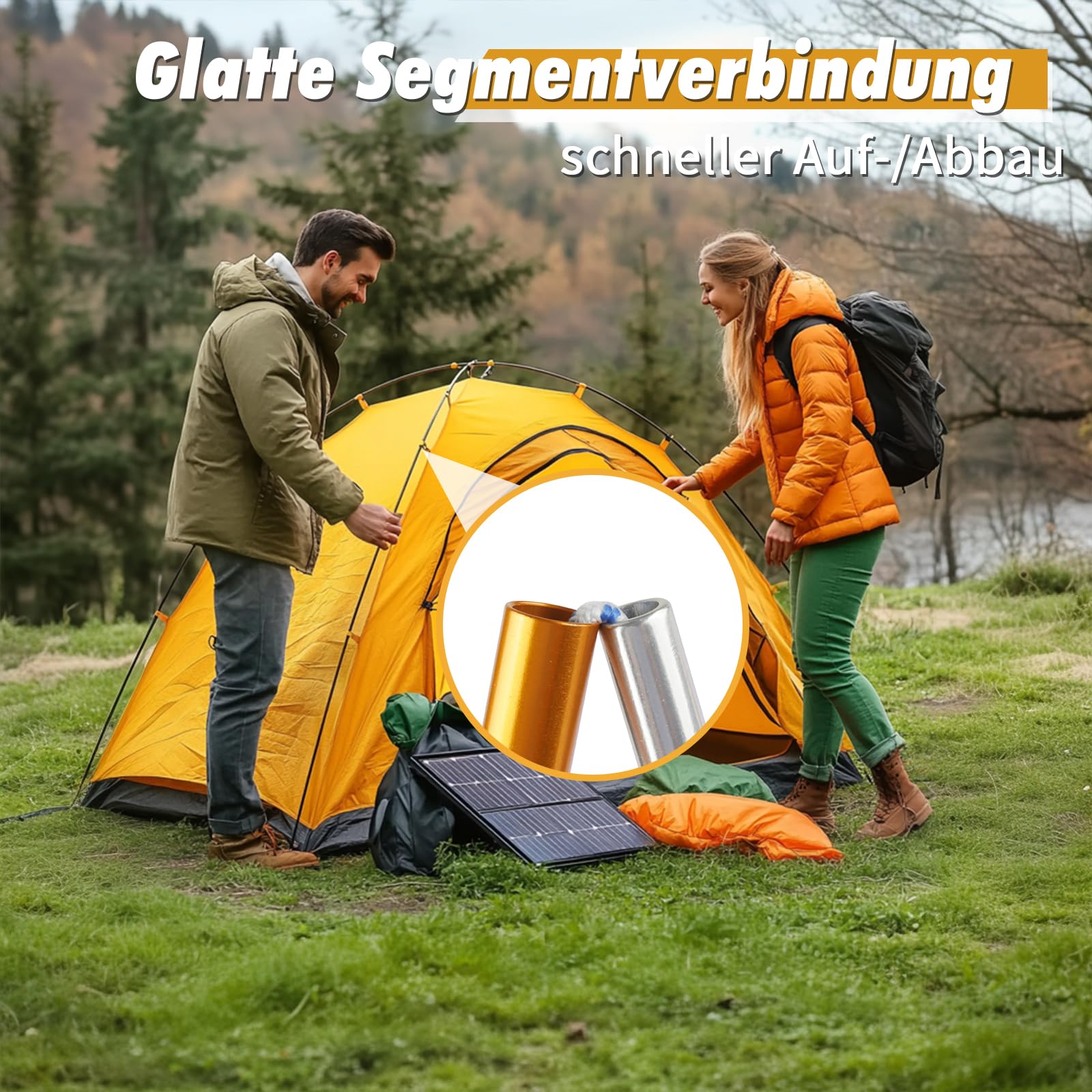 Zeltstangen 2 Stück Faltbare Camping Ersatzstangen für Zelte | Universelles Zeltgestänge mit Tasche, Kompakte Outdoor-Stützstangen Ersatzgestänge für Camping, Wandern und Rucksackreisen