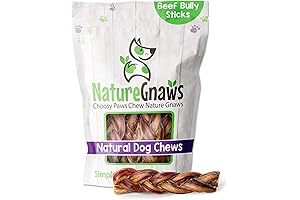 Nature Gnaws Braided Bully Sticks - Premium Natural Dental Dog Chews