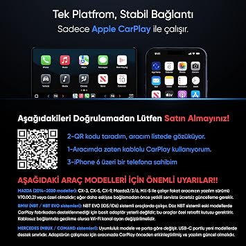Minesk Drive-Fi Mini Wireless CarPlay Adaptörü/Mobil Uygulama Desteği / 0.5 Saniye Düşük Gecikme/Otomatik Bağlantı/Arm - Cortex A7 İşlemci/Otomatik Araç Tanıma