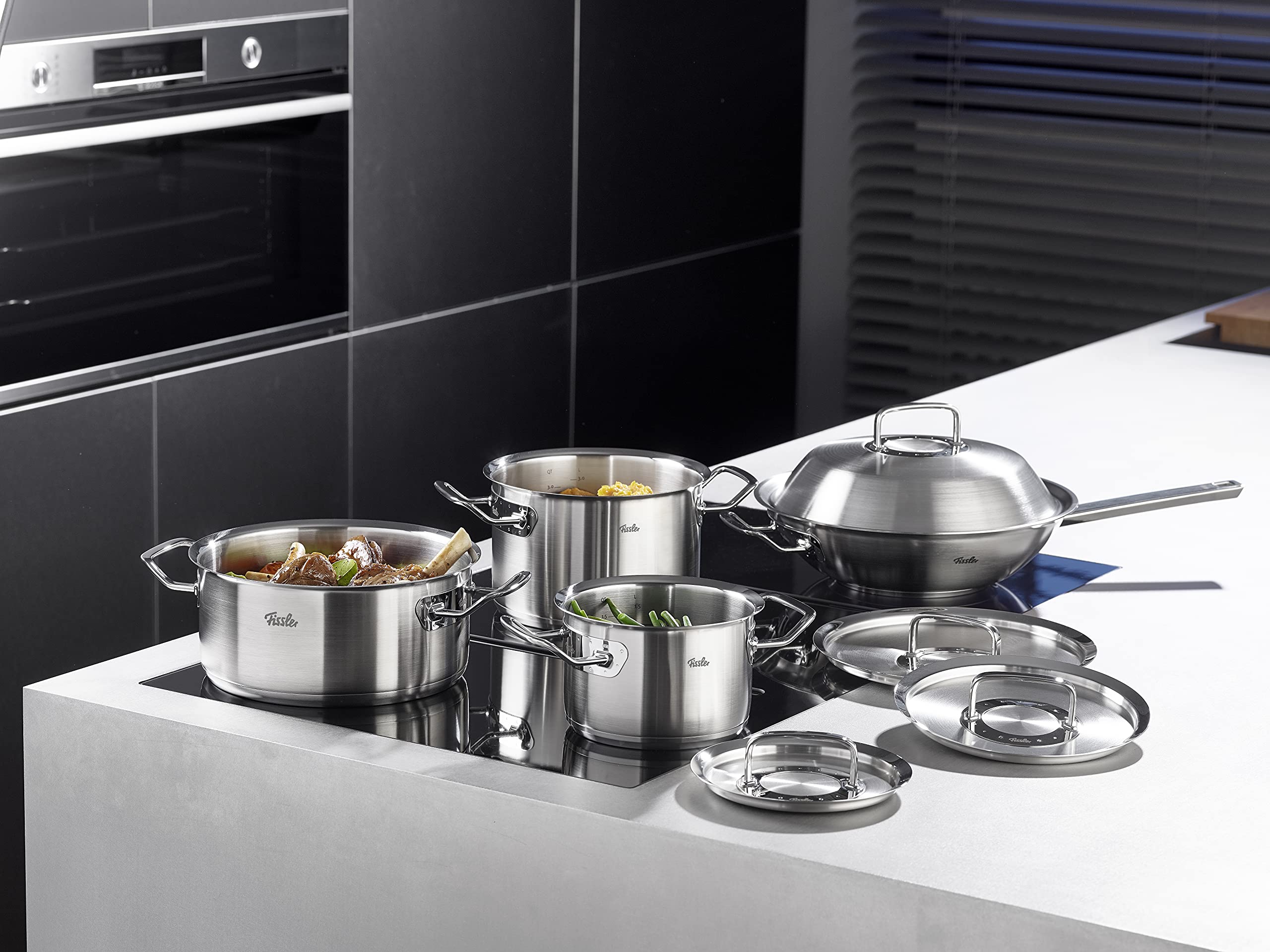 Fissler Original-Profi Collection Tapa alta de acero inoxidable, redonda, diámetro de 24 cm, para ollas, sartenes y sartenes de servir, inducción