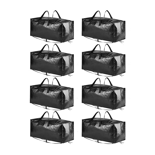 SpaceAid Heavy Duty Moving Bags, Extra Large Storage Totes W/Backpack Straps Strong Handles & Zippers, Alternative to Moving Boxes, Packing & Moving Supplies, Black (8 Pack)