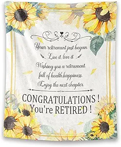Retirement Throw Blanket - Soft, Fuzzy & Warm - 50x60 Inches Flannel Blankets for Women - White Vintage Throws Farewell Gift for Coworker
