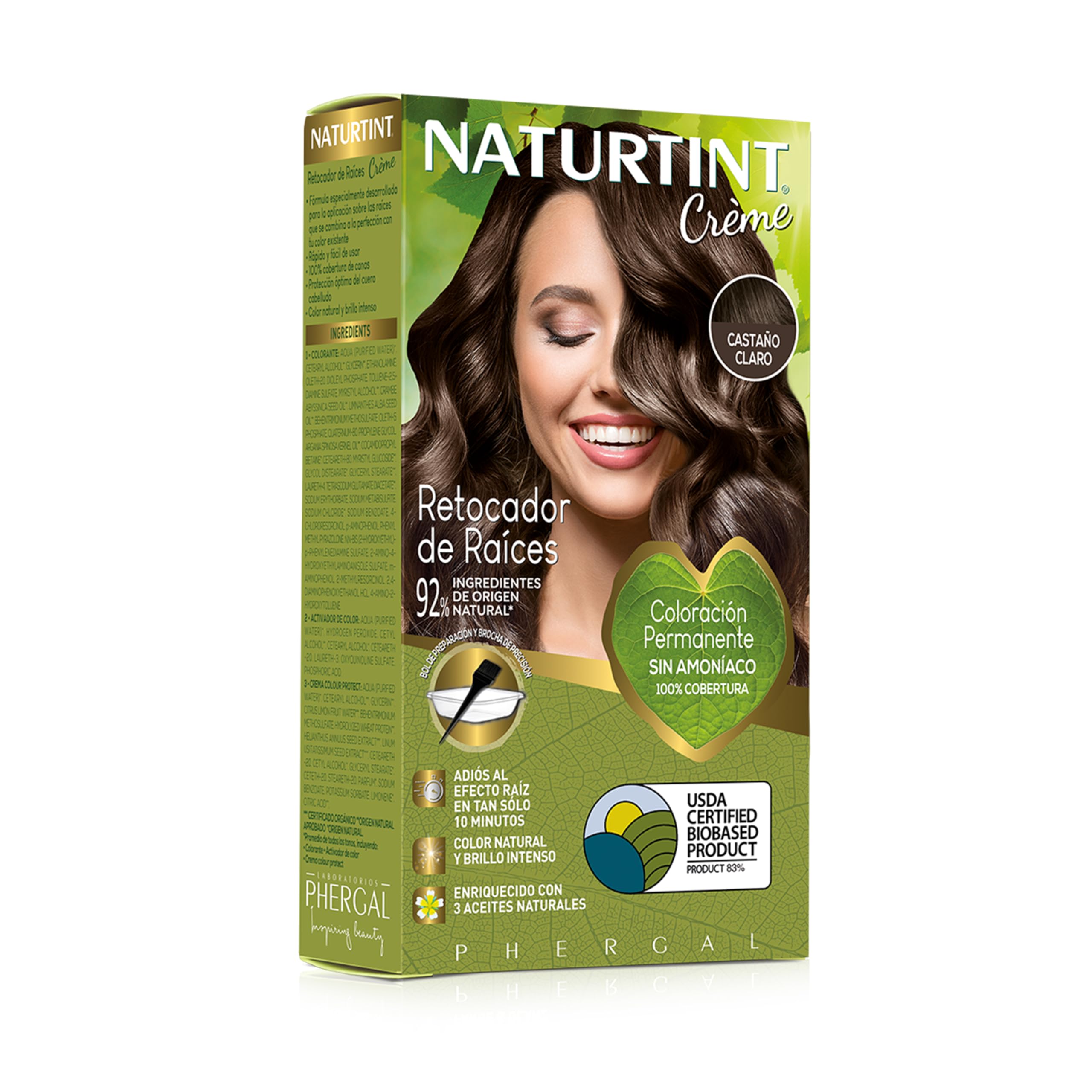 Naturtint Retocador de Raíces Sin Amoníaco, 100% Cobertura, Castaño Claro