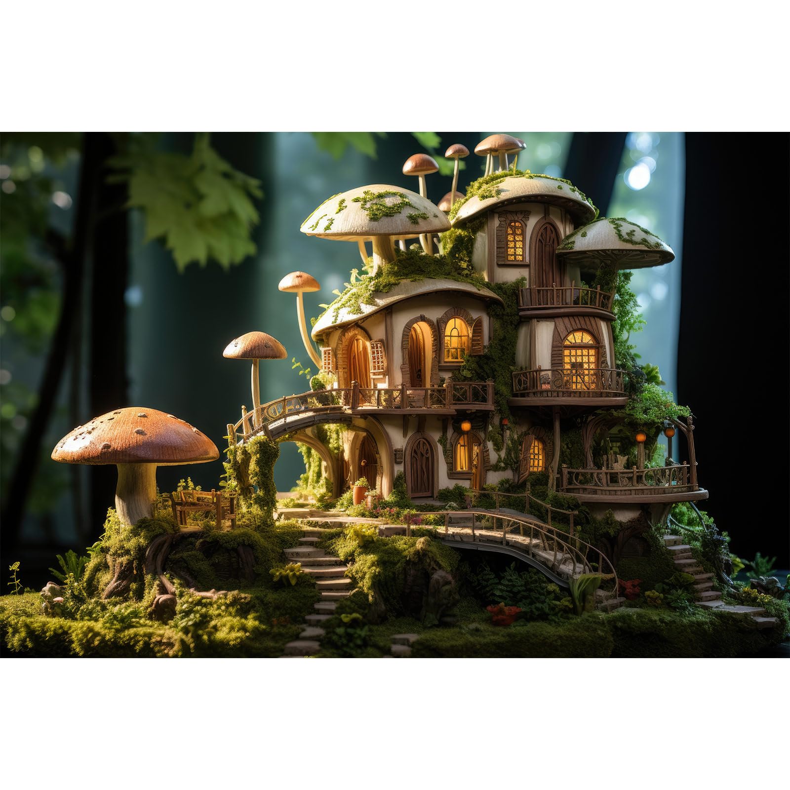 Aquarium Background Miniature of Forest Fairy Tale House Terrarium Backdrop Fairy Tale Concept Fish Tank Background Tank Aquarium Wallpaper Poster Decor Reptile Habitat Backdrop Vinyl 48x24in