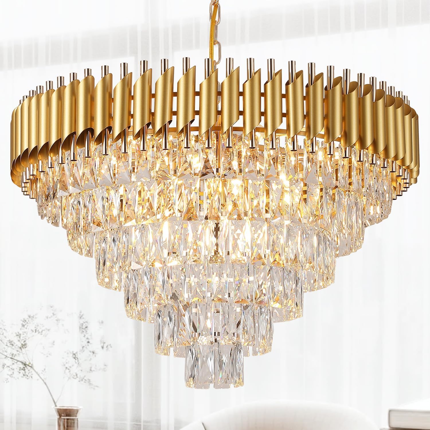 FLOSTON Crystal Chandelier for Living Room, Dining Room, Bedroom, Kitchen, Bathroom, Entryway, Hallway Gold(750mm) (B0D8Q5FBZS) Amazon Price History, Amazon Price Tracker