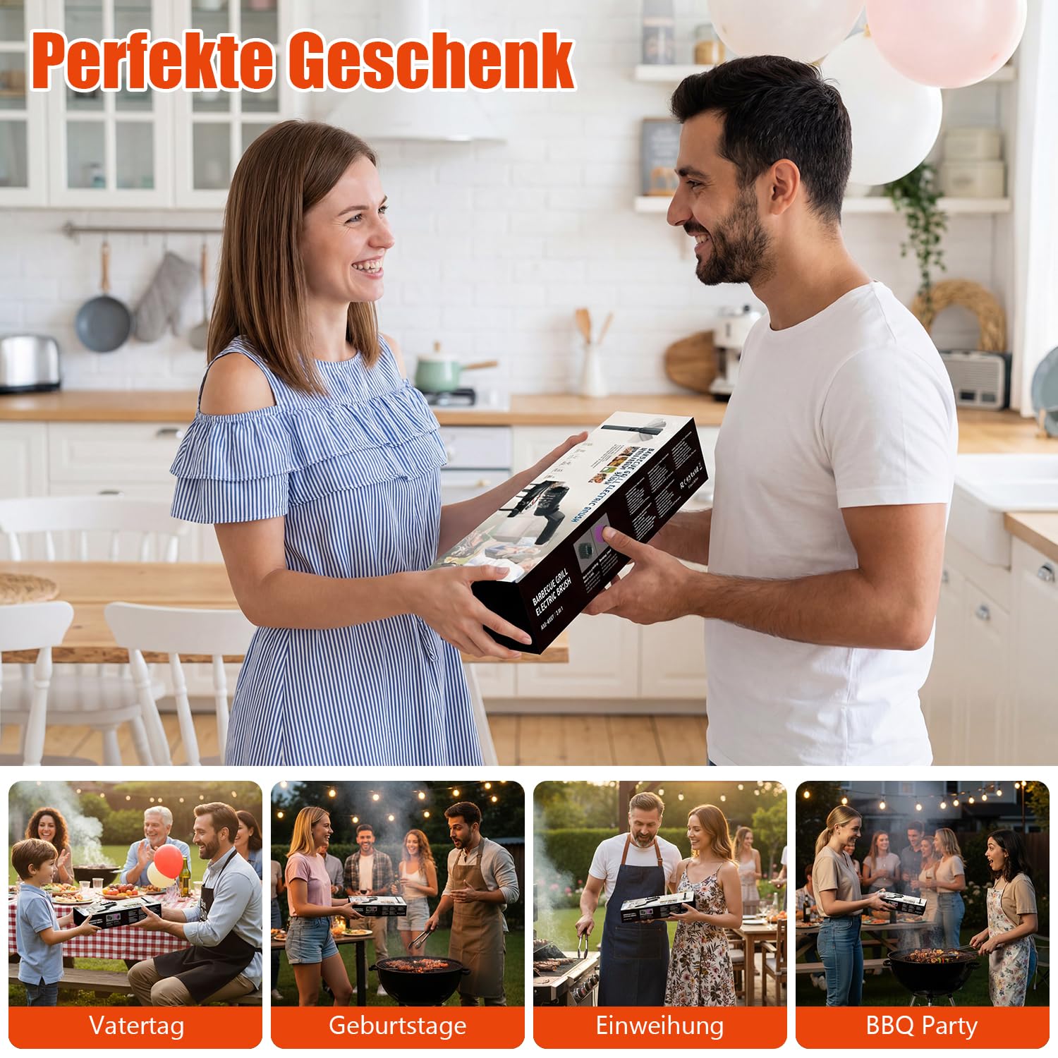 Elektrische Grillbürste：Akku-Betrieben, 180° Verstellbarem Winkel, 3-Stufen Reinigung, Edelstahl-Bürstenkopf, 90 Min Laufzeit, für Gasgrill, Holzkohlegrill, Kugelgrill, Elektrogrill und Grillrost