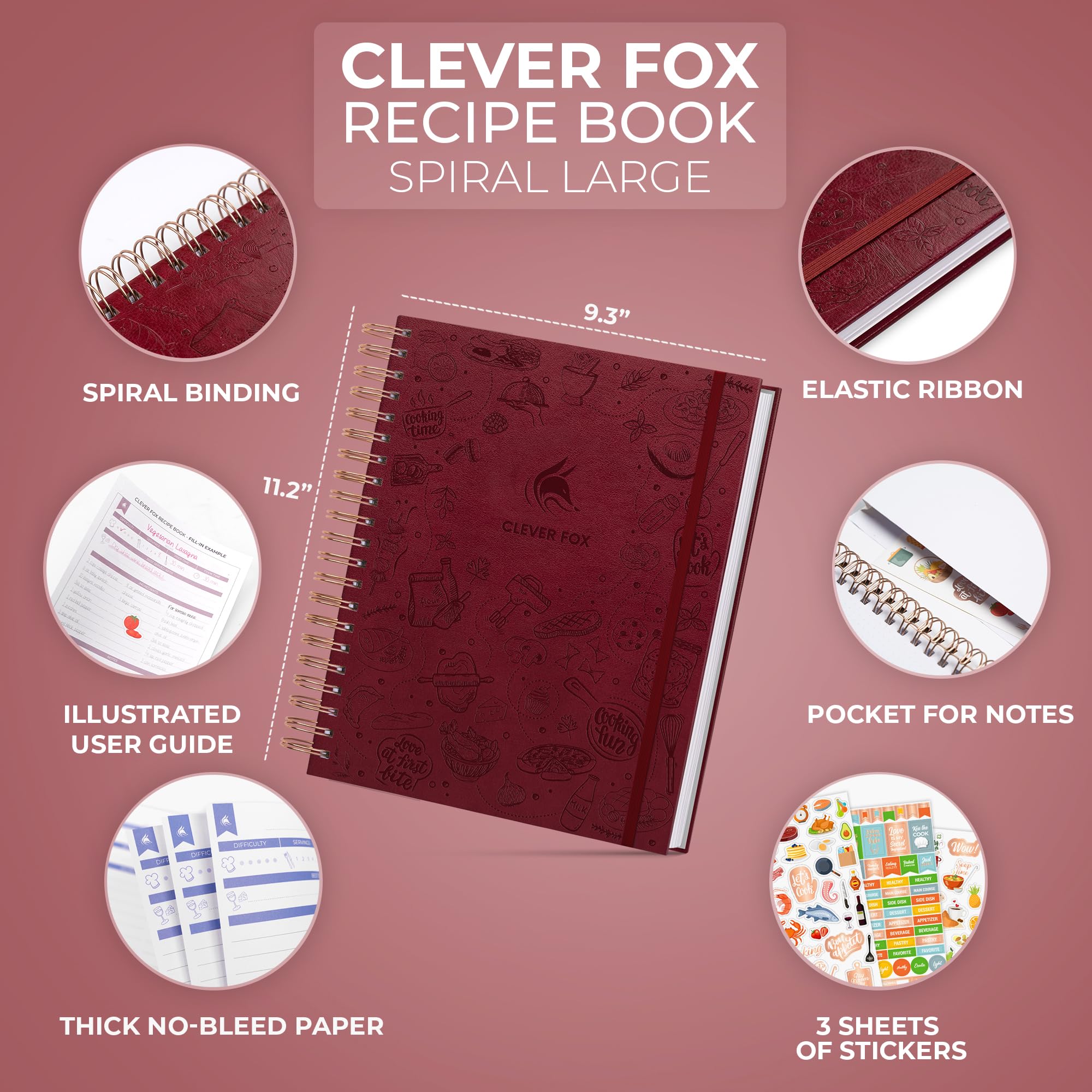 Clever Fox Recipe Book Spiral, Make Your Own Family Cookbook, Blank Recipe Notebook Organizer - Image 2