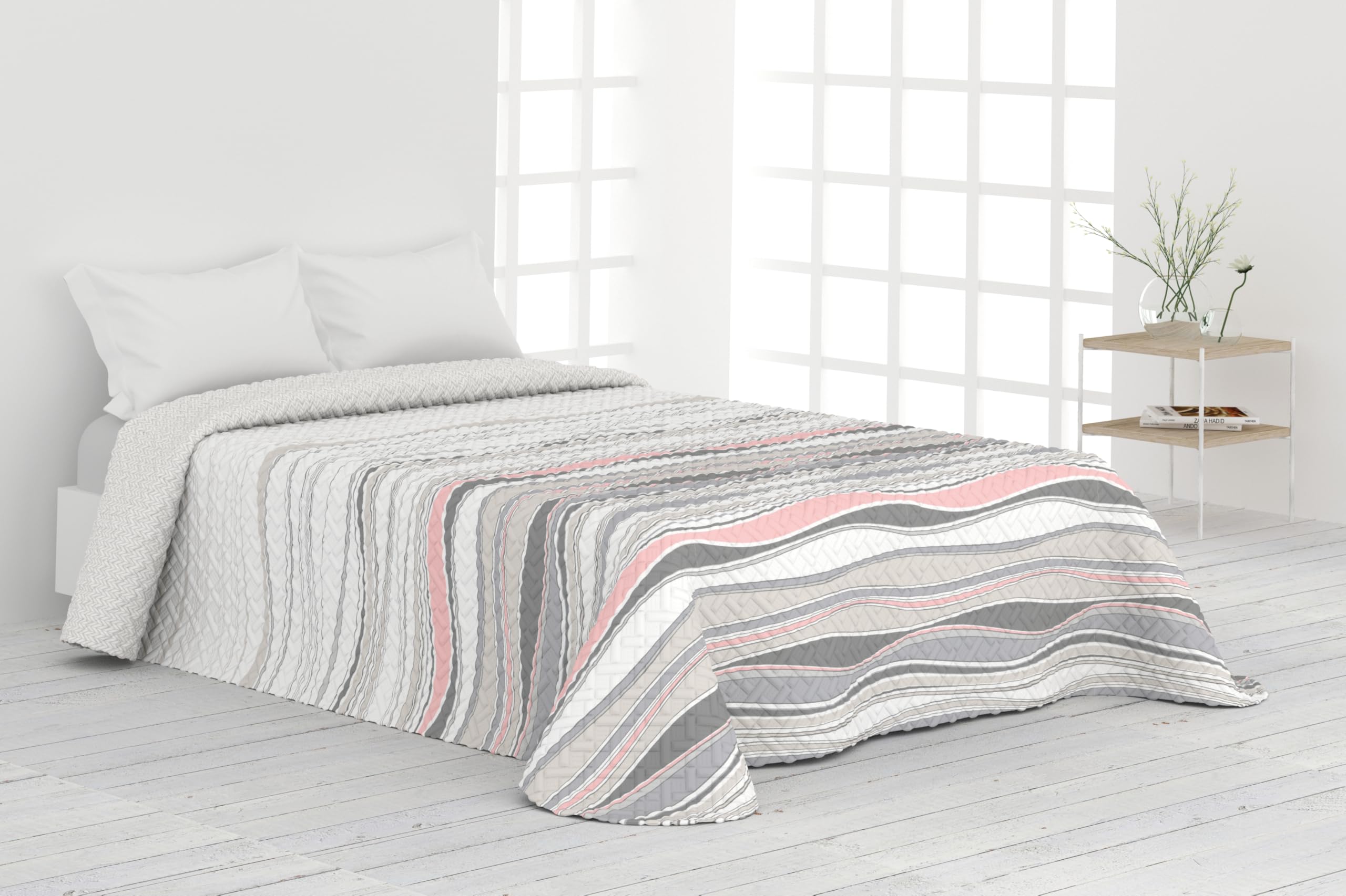 Victorio & Lucchino Colcha de Verano y Primavera Sin Cojines. Ligera Colcha cubrecama de Microfibra. (Arezzo - Gris, Cama 150 cm)