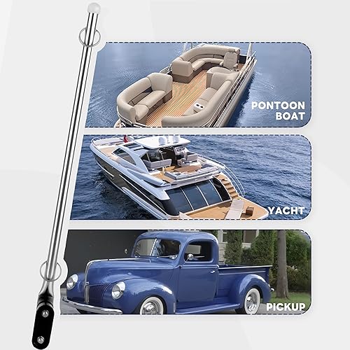 Miniatura 7 de Mástil de bandera de barco de acero inoxidable para montaje en riel a prueba de herrumbre para barcos marinos yates