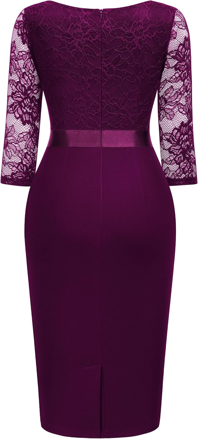 Miusol Women's Deep V-Neck Floral Lace Ruffle Glitter Sequin Style Cocktail Semi Formal Dress - Image 7