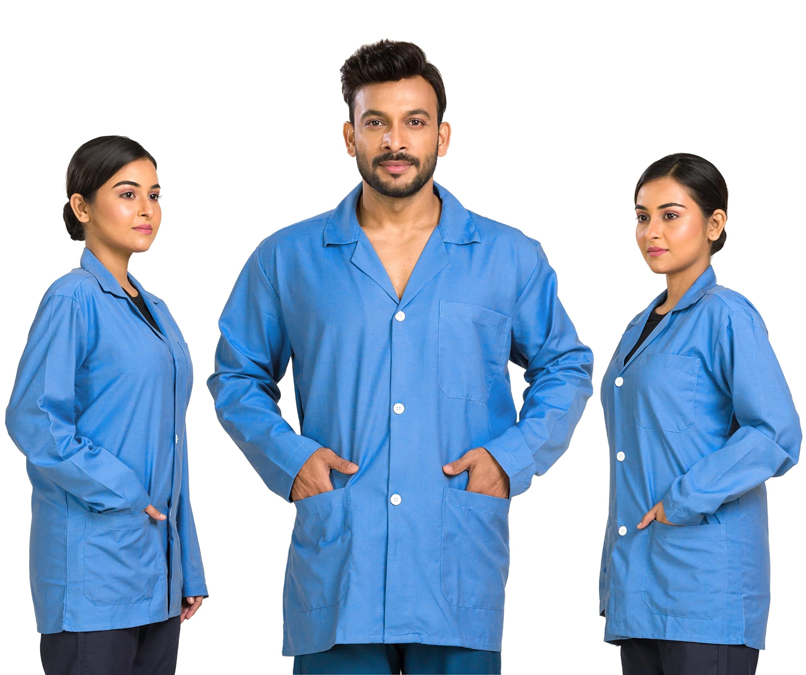 Hospriqs Unisex Full Sleeves Lab Coat (Small, Sky Blue)-picture-40