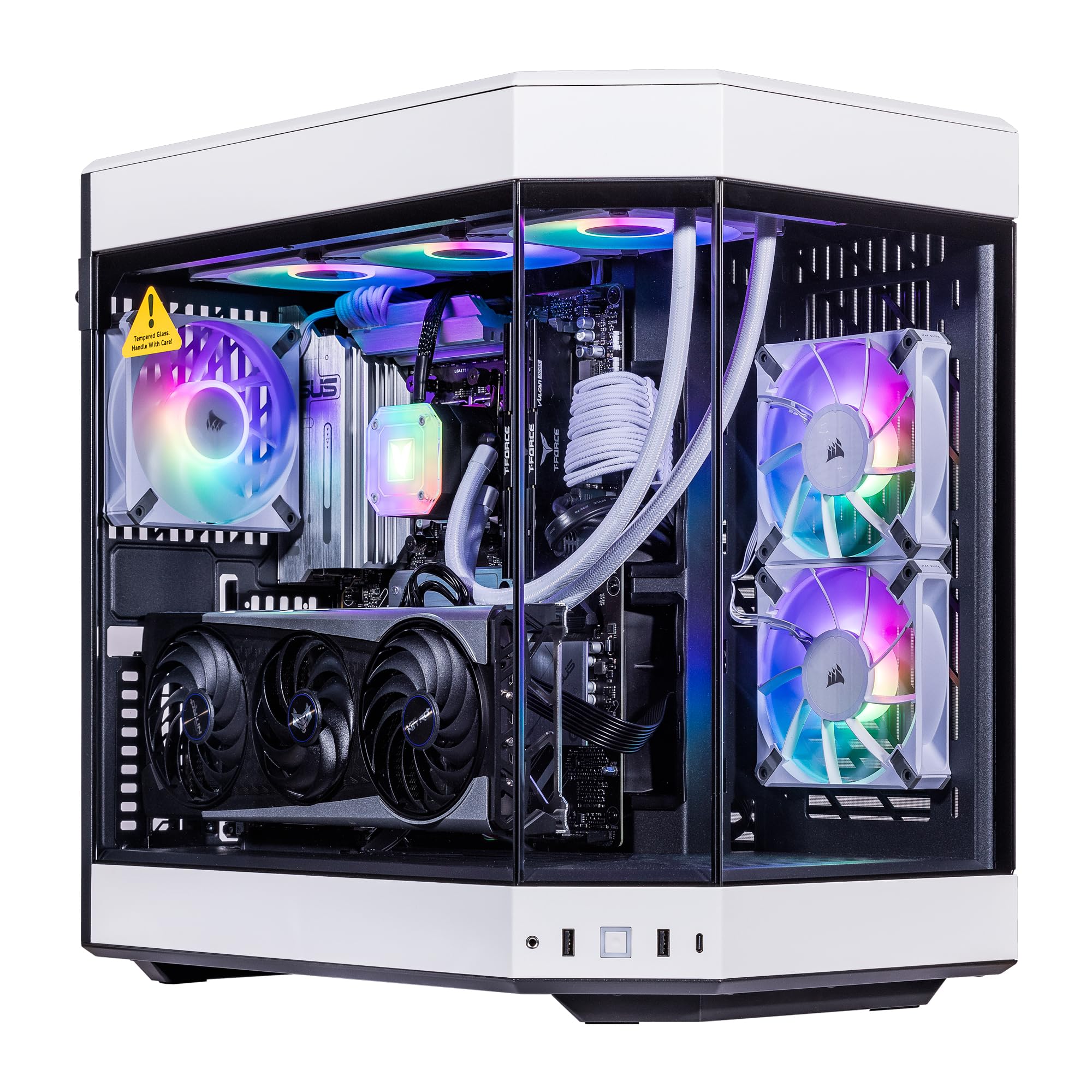 Velztorm White Praetix 3D Custom Built Y60 Gaming Desktop PC Radeon RX 9070 XT 12GB Beats 5070 Ti