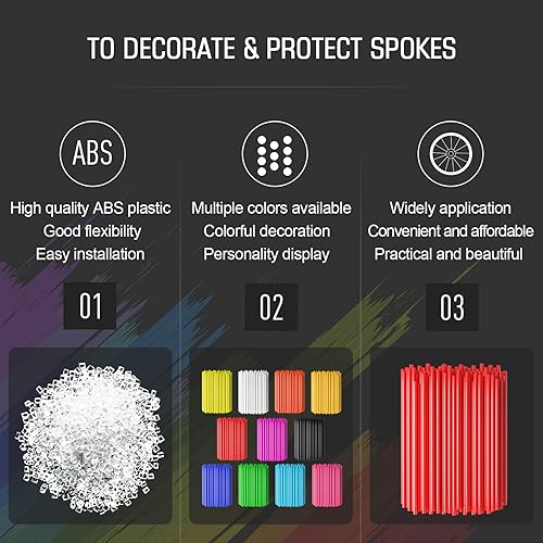 Miniatura 26 de PSLER 72 fundas de radios para decoración de tuberías para motocicleta, motocross, pit Dirt Bike Azul cielo