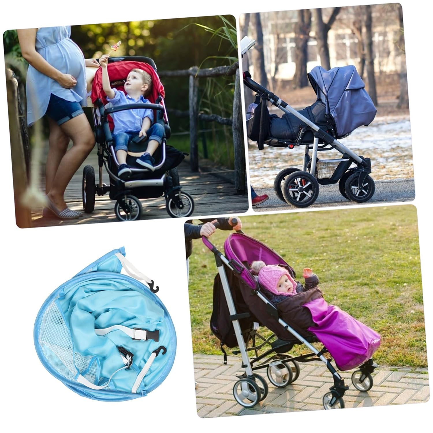 KOMBIUDA Adjustable Stroller Sun Shade Canopy with UV Protection Foldable Stroller Cover for Outdoor Use Easy to Install Pushchair Sunshade for Comfort and Sun Safety