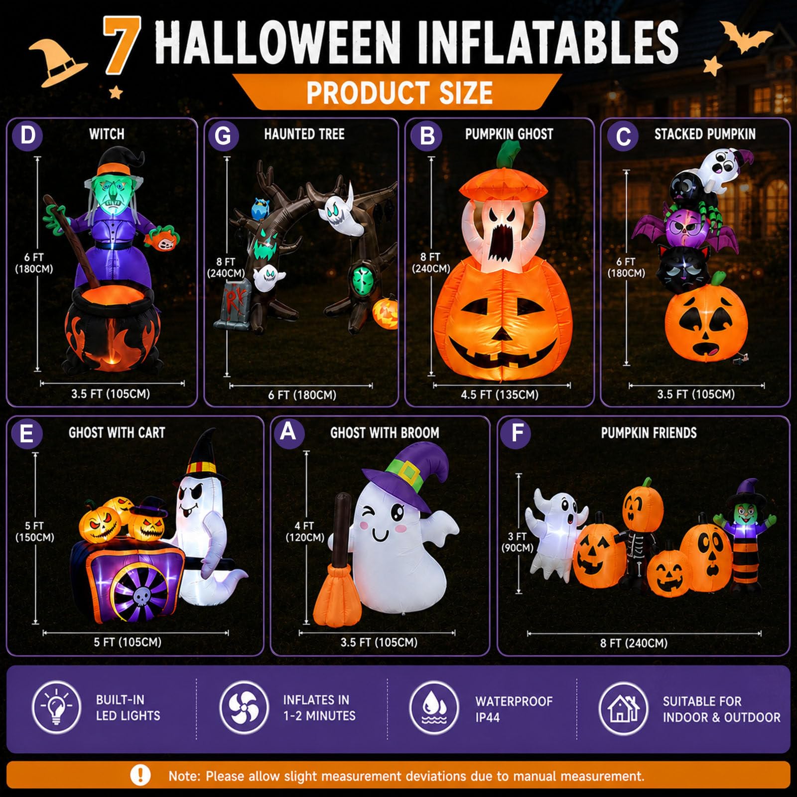 Decorazione di Halloween per Interni Ed Esterni: Gonfiabile, per Halloween Raffigurante Una Strega con Scopa, Adatta per Portici D'Ingresso E Feste al Chiuso. G