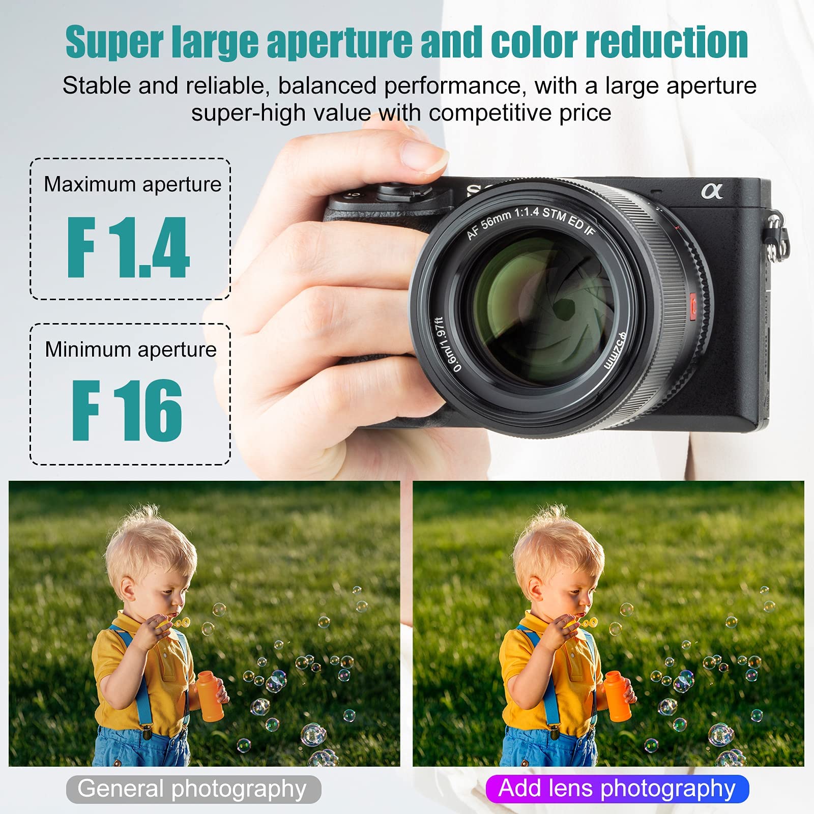 VILTROX Obiettivo 56mm F1.4 APS-C per fotocamera Sony A5100-A6600 - Dettaglio