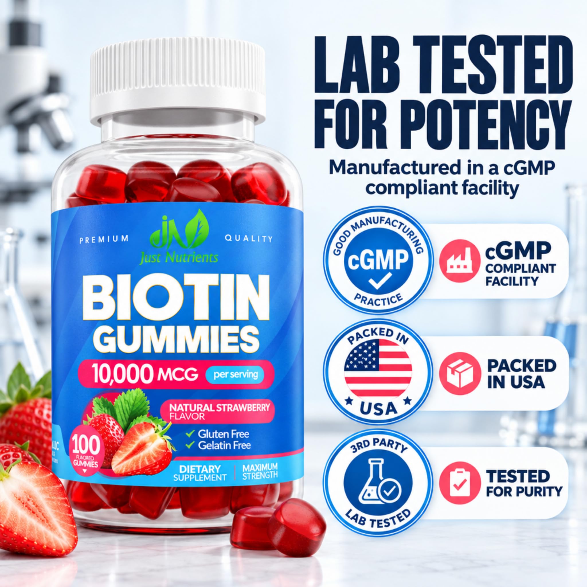 Biotin 10,000mcg Gummies for Hair Growth, Skin & Nails (100 Count) — Amazon image 7