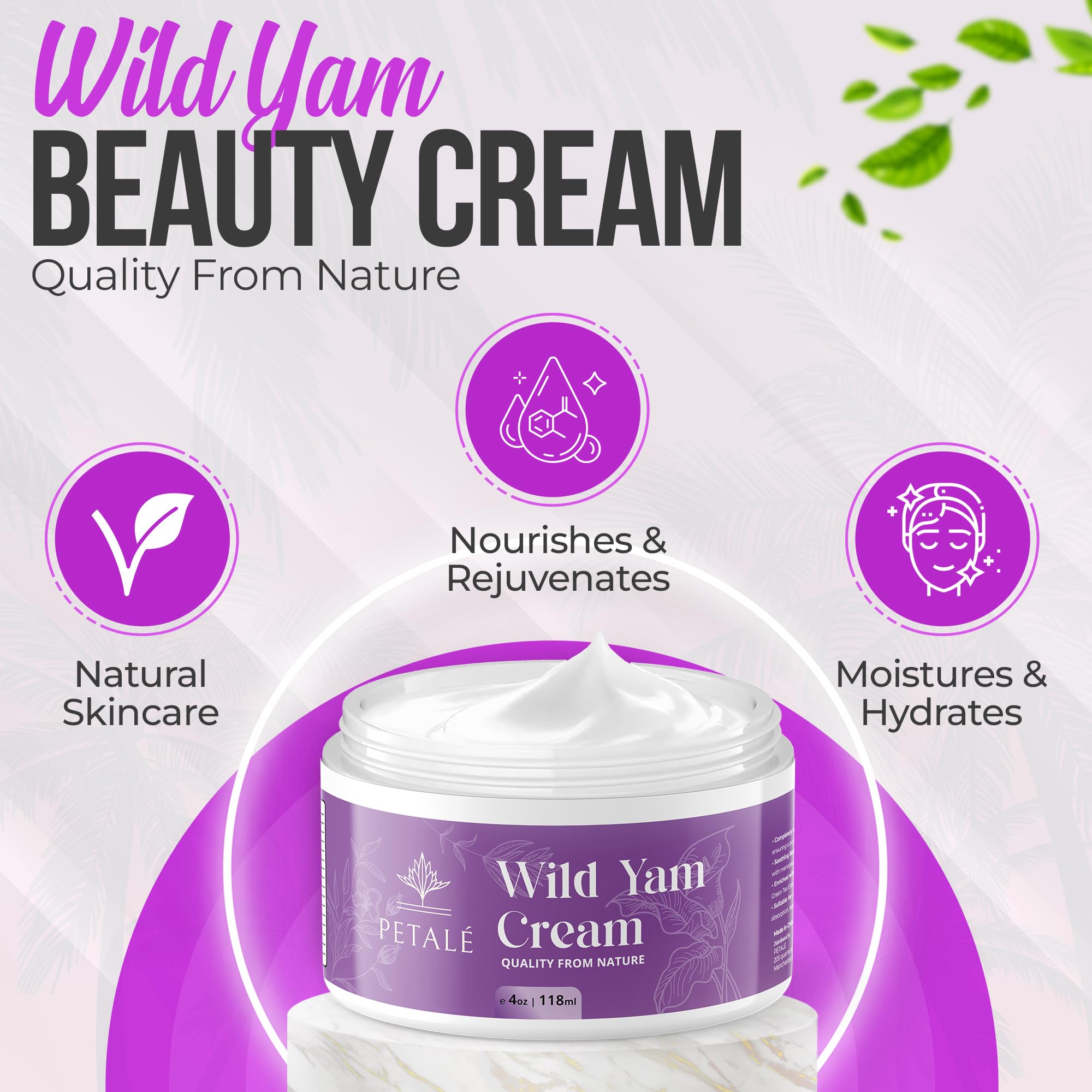 Petale Wild Yam Cream 118ml, Wild Yam Cream for Menopause Hormone Balance Cream, Estrogen Support Cream - Image 2