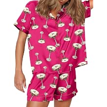SHESHOW Satin Pajamas for Women Set Preppy Animals Pjs Short Sleeve Shorts 2 Piece Loungewear Sets XS-XXL