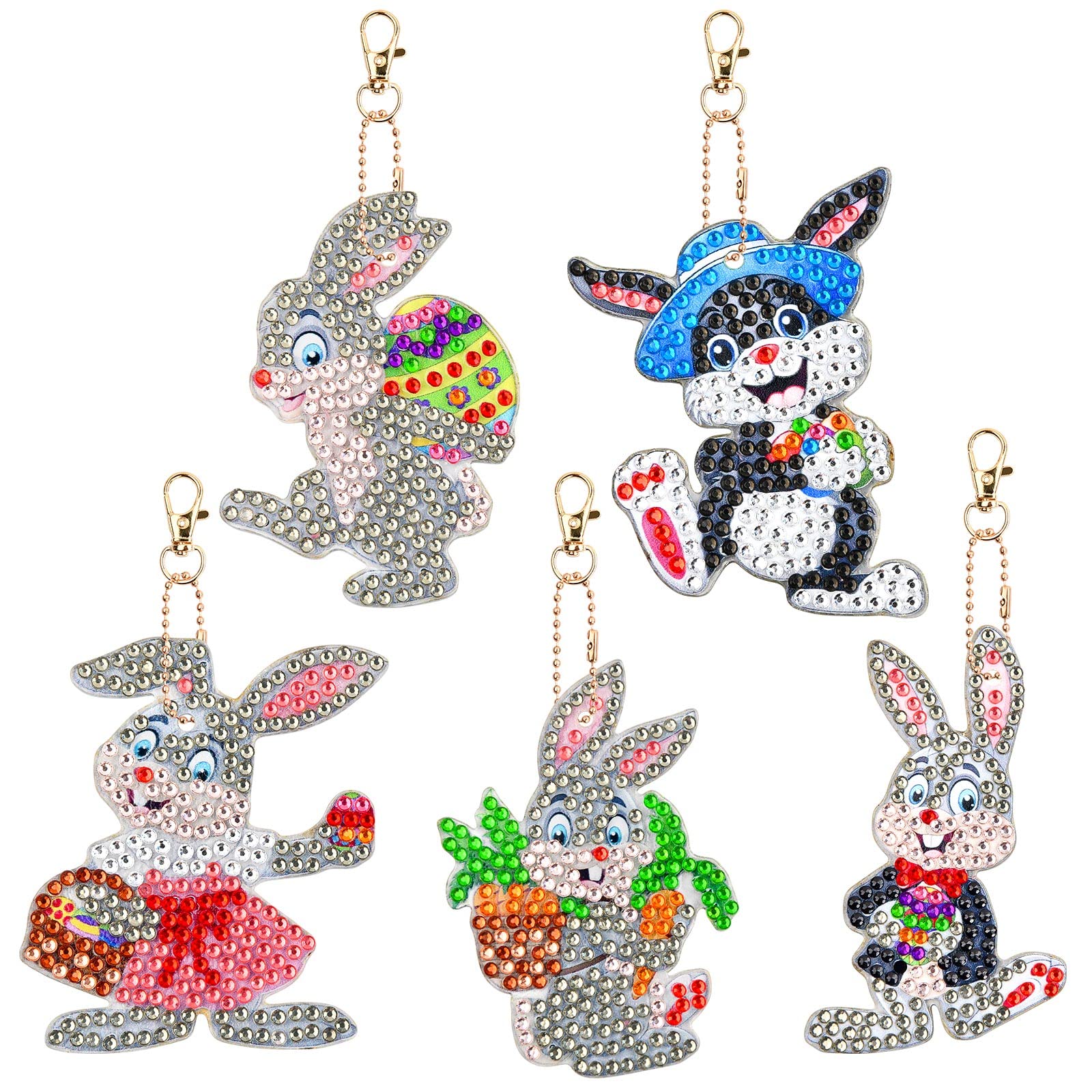 Kit Diamond Painting Pâques Ulikey - 12 Œufs DIY Avec Porte-clés - Enfants 4-12 Ans