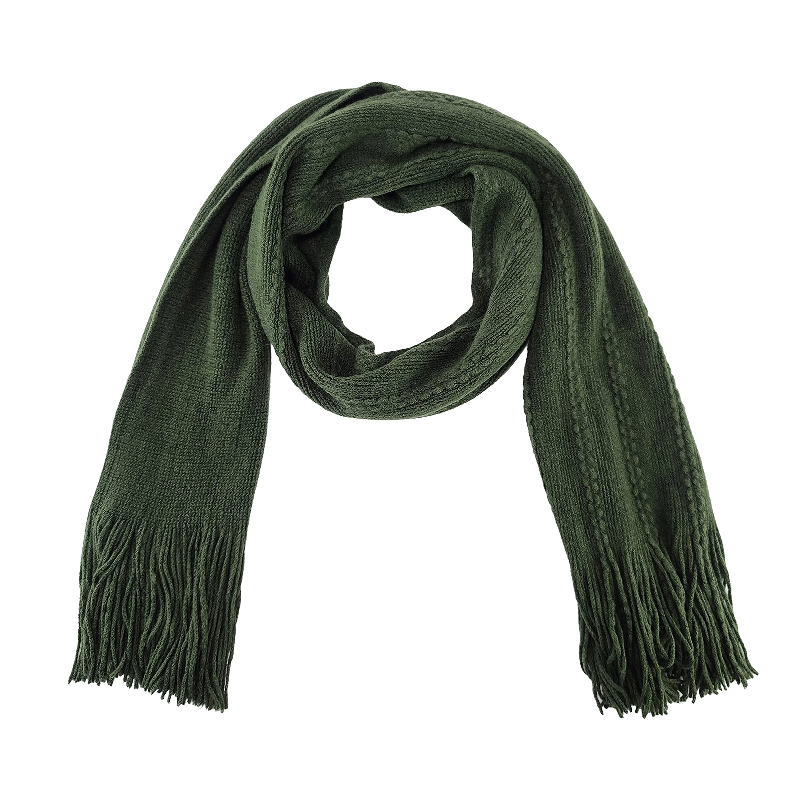 BRUCERIVER Sciarpa e guanti da donna a maglia con funzione touch screen cashmere sensazione cavo design (Christmas Green Touchscreen)
