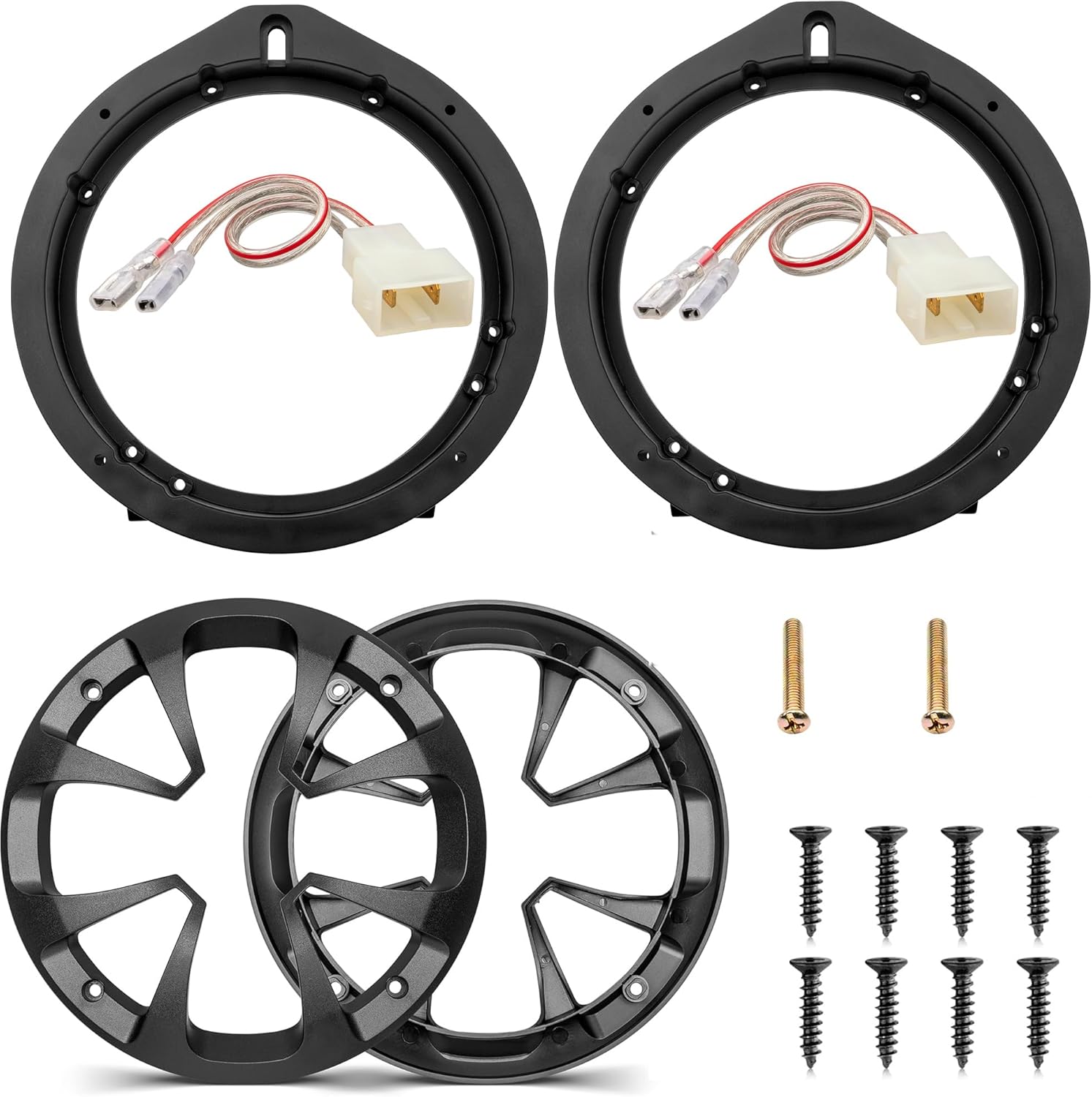 NuIth Car 6.5 Inch Speaker Adapter Bracket W/Speaker Wiring for 2006-2013 Honda + 6.5 Inch Car Audio Speaker Hollow Subwoofer Grill