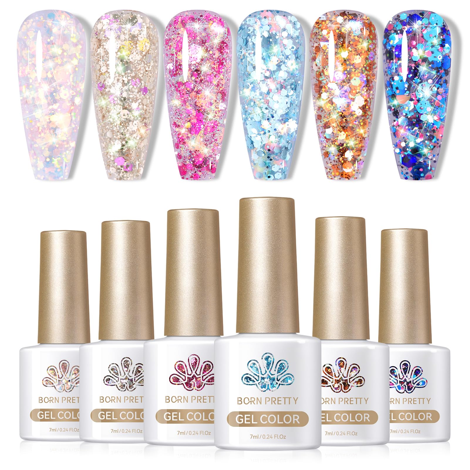 Amazon | BORN PRETTY ジェルネイル スパンコールホログラム入り