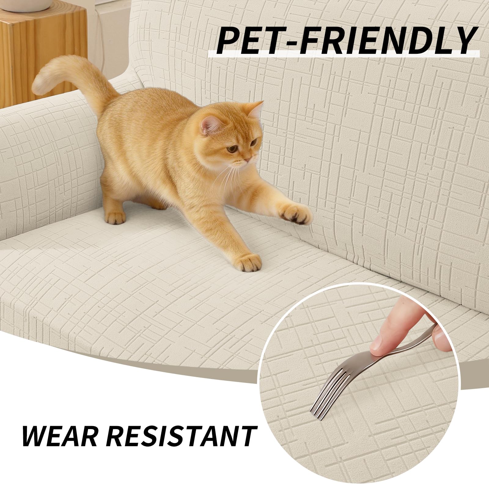 YSTELLAA Funda Sofa 2 Plazas con Reposabrazos, Fundas Sofa Elasticas Universal, Funda Sofá Antideslizante Antimanchas Lavable, Fundas Sofas Anti Gatos Perros, para Sala, Beige