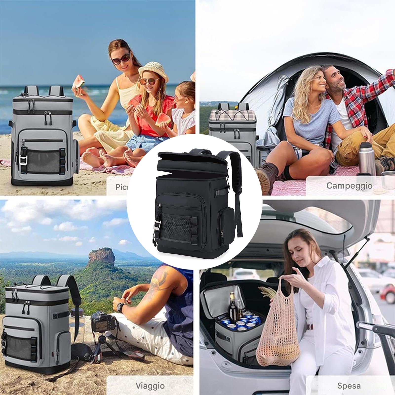 Borsa Frigo Zaino 30 Litri Termico per Uomo Picnic Lavoro Escursionismo