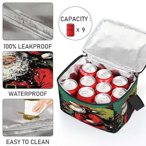 Miniatura 5 de Bolsa de almuerzo aislada divertida de Navidad para mujer, reutilizable, bolsa de comida cuadrada para adultos y hombres, lonchera más fresca para