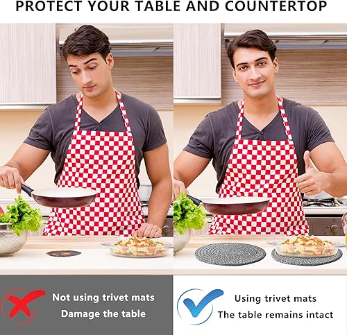 Miniatura 6 de Salvamanteles para platos calientes, salvamanteles para ollas y sartenes calientes, almohadillas calientes para encimeras, posavasos de 4 piezas y