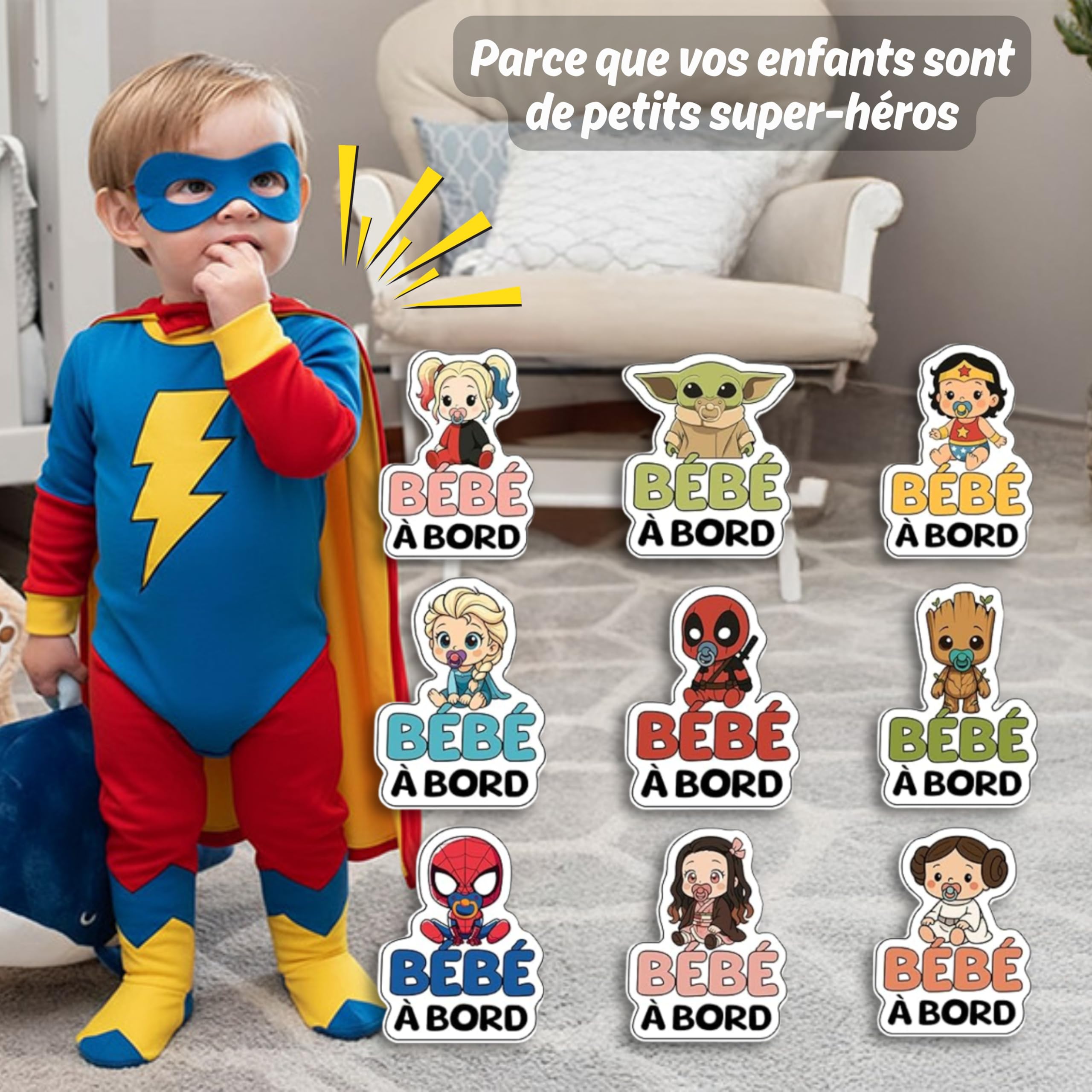 Autocollant Bébé à Bord Voiture - Résistant UV Et Waterproof, Design Héroïne, Facile à Appliquer, Sécurité Et Décoration
