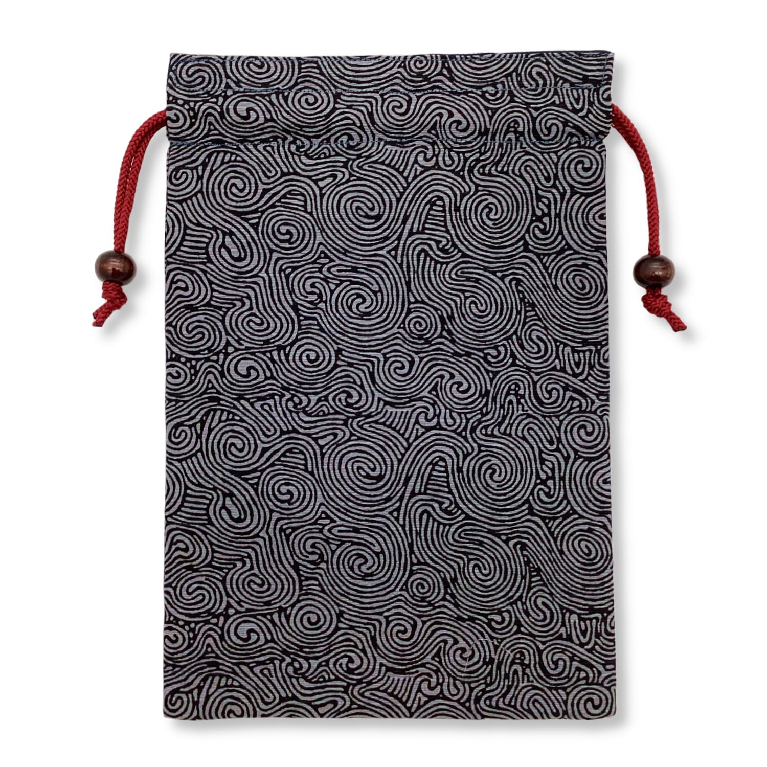 京佑 日本製 御朱印帳 ケース 袋 巾着 綿 100% 約26.5×18cm 縄文 唐草 グレー 和柄 jomon 大判 ポーチ