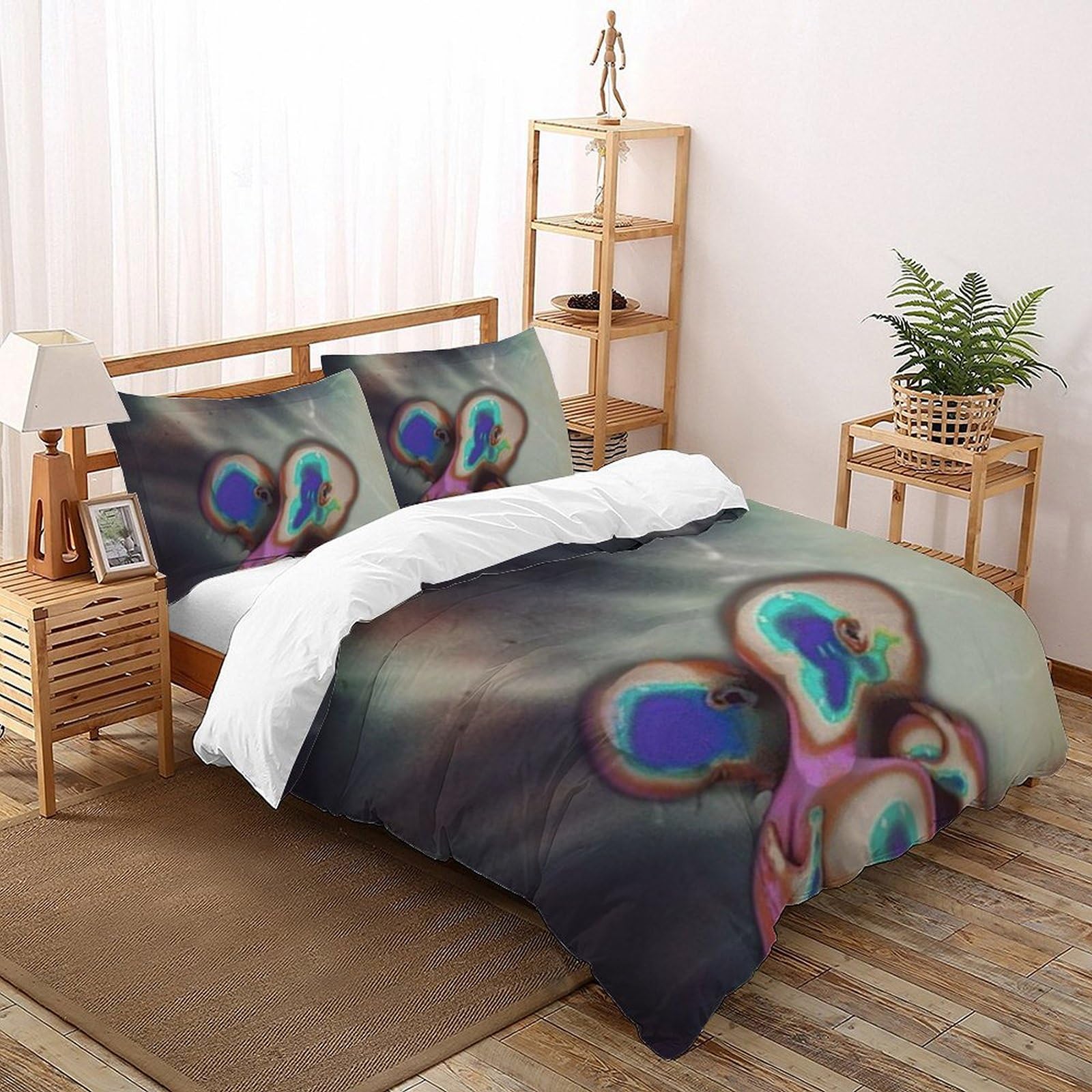 Housse de couette double zippée en microfibre pour lit fille sans couette qui glisse