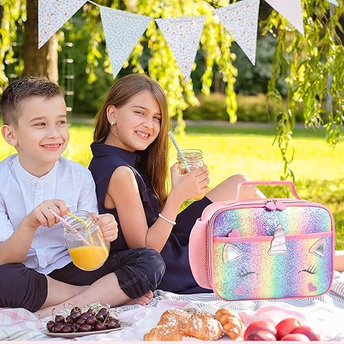Miniatura 7 de RLGPBON Bolsa de almuerzo para niños, lonchera aislada para niñas, bolsa de almuerzo para niños y adolescentes, bolsas de viaje lindas para