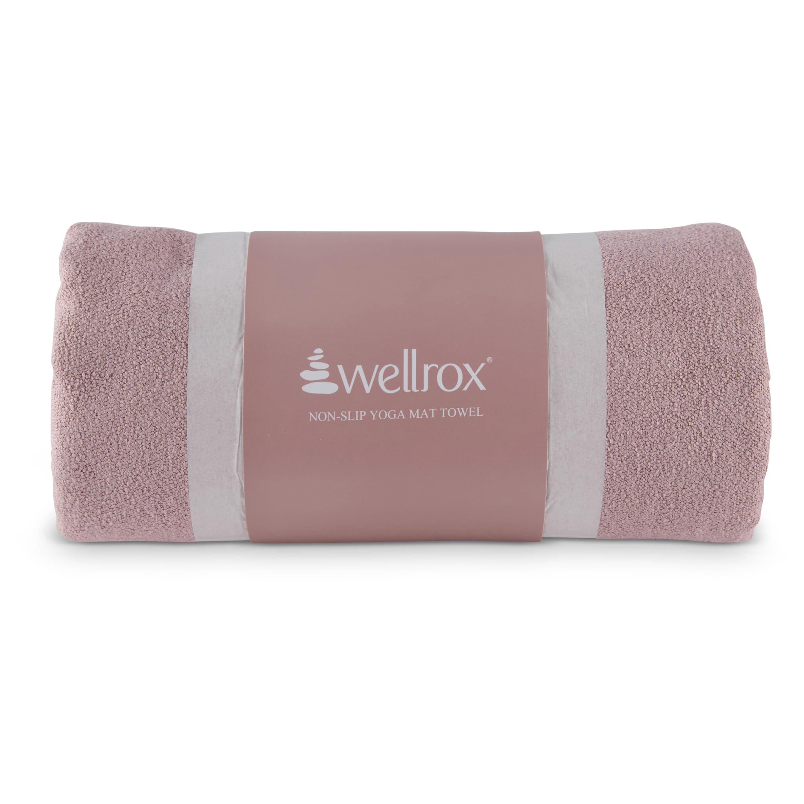 Wellrox Yoga Mat Towel Non Slip - Ultra Absorbent Super Soft Microfiber Hot Yoga Towel Non Slip for Pilates & Fitness (74” x 26”, Rose)