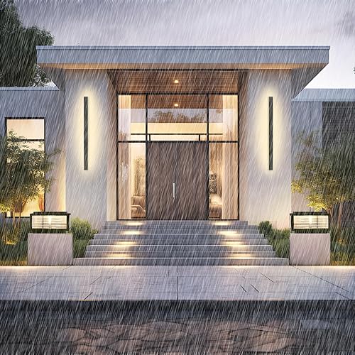 Miniatura 6 de Lámpara LED moderna de pared para exteriores, aplique de pared LED impermeable, lámpara de pared rectangular negra, elegante aluminio de aviación