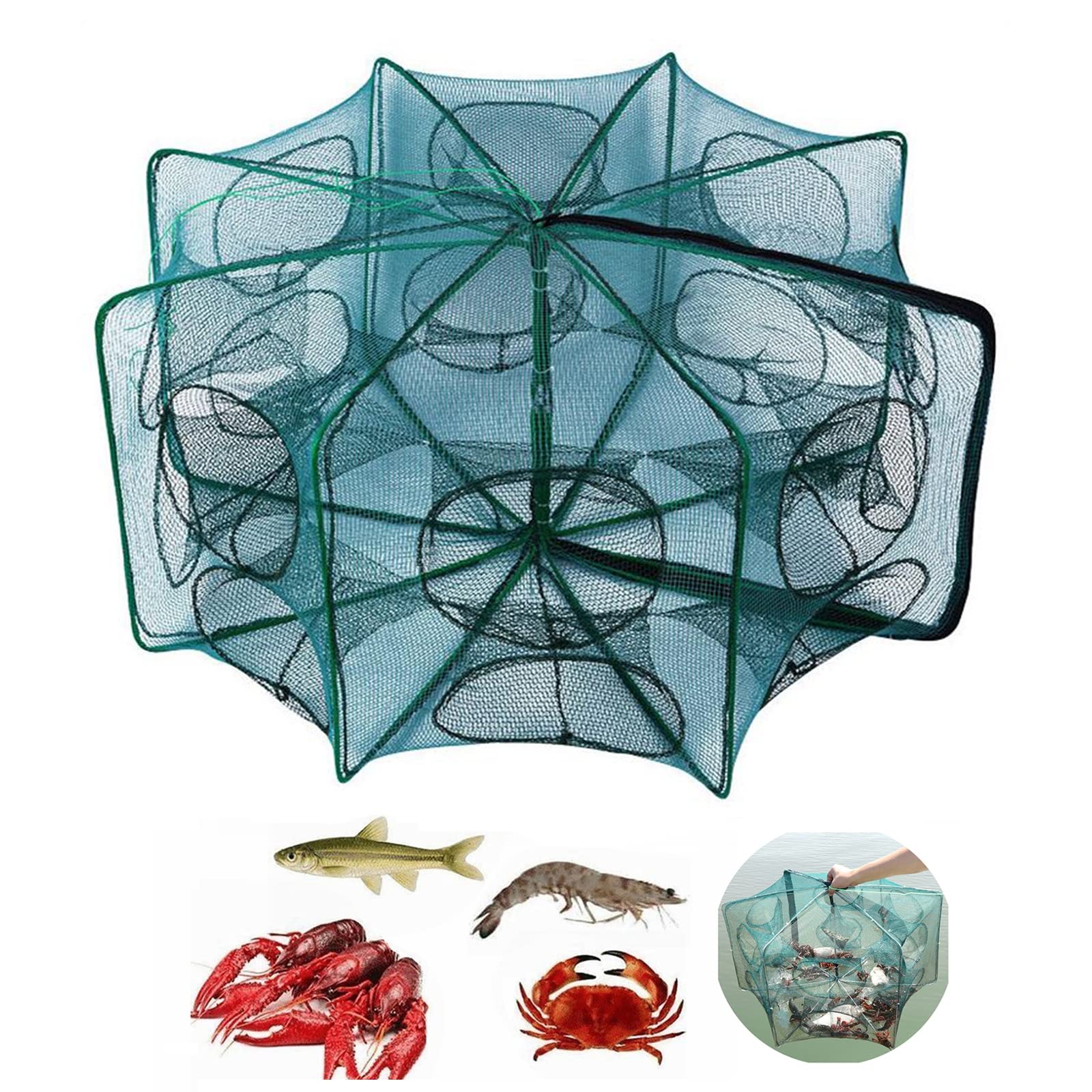 Ornamente, Wohnzimmerdekoration, Netz für Fischernetze/Angelzubehör/Käfige, Faltbare Krebsfänger, Wurfnetze/Fischnetze, Krabben-/Krebs-/Garnelen-/Stintfallen, N