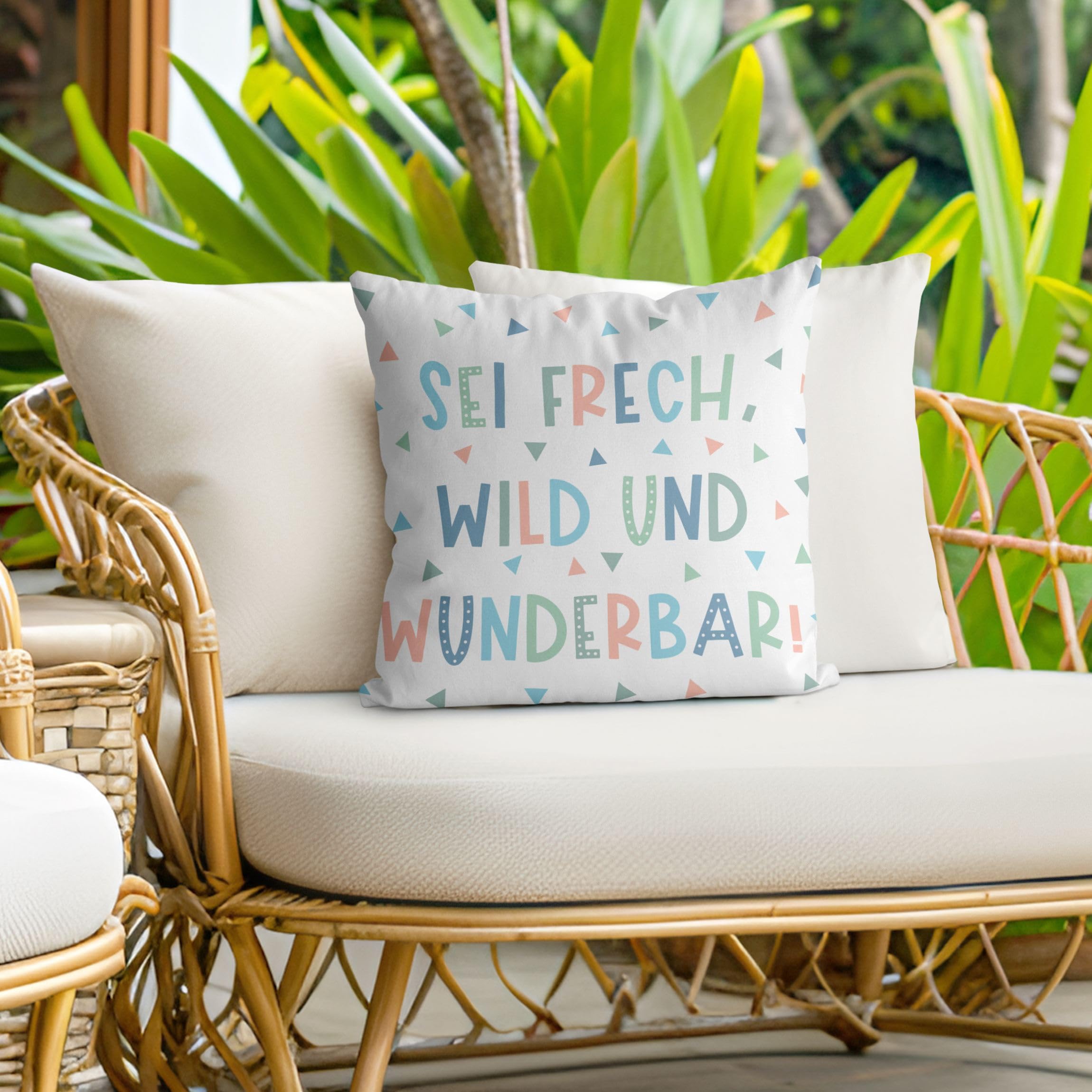 Dekokissen drinnen/Indoor waschbar Sprüche mit Füllung Zierkissen - Made in Germany - Zitate Bezug Pastell Sofakissen Indoor Sofa Bett 2052