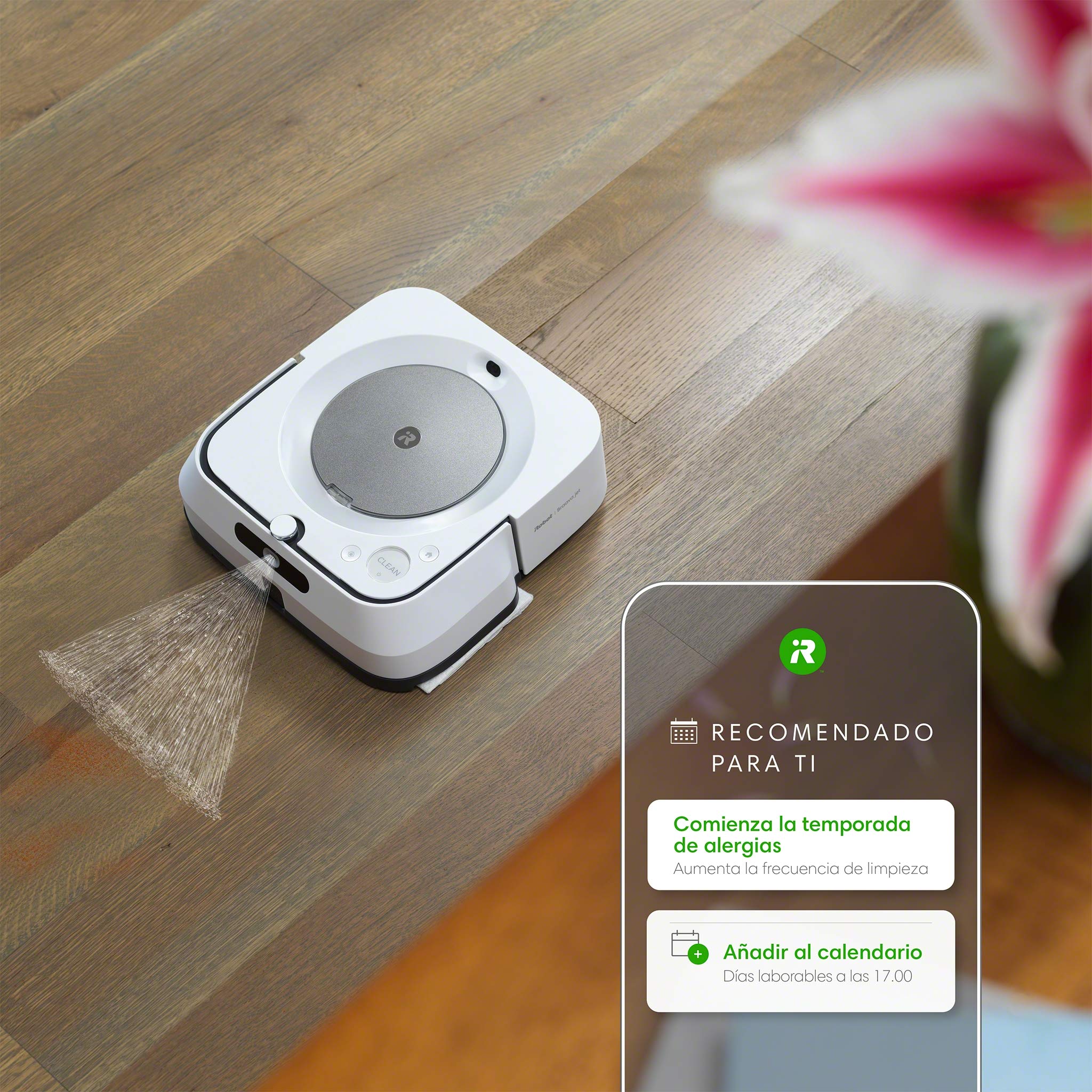 iRobot m613440 Robot fregasuelos con WiFi, Pulverizador a presión y navegación Superior, Blanco, Única