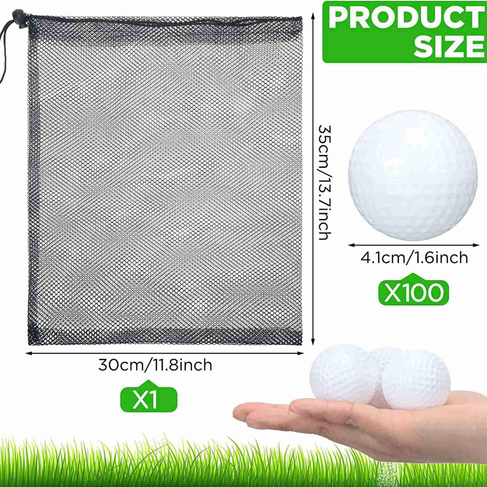300 Stück Golf-Übungsbälle, hohle Golfbälle, Training, Golfbälle mit Netz-Kordelzug, Aufbewahrungstaschen für das Training