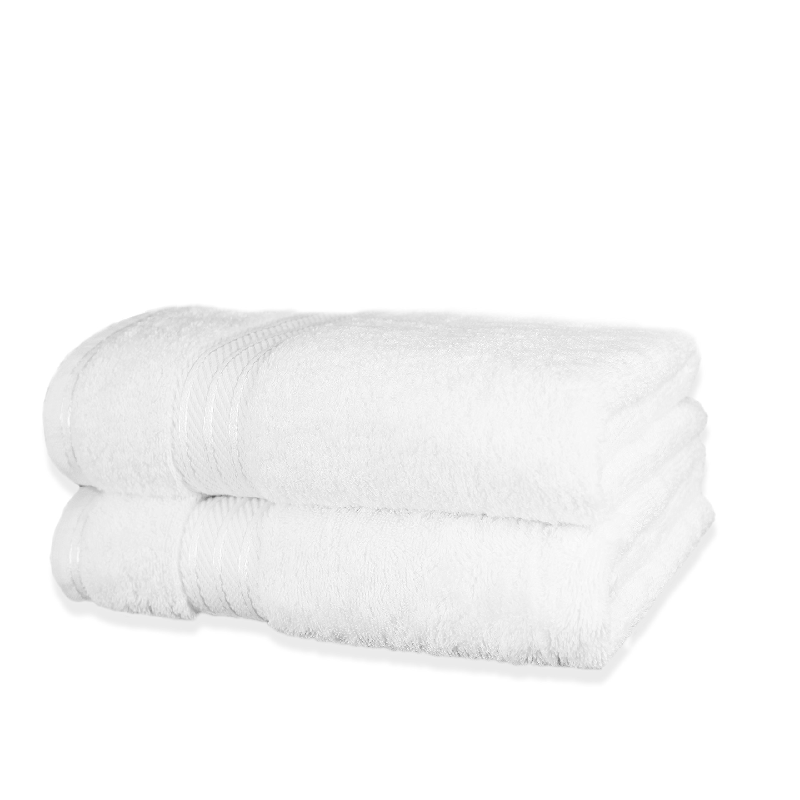 Bentley Priory Linens 2 PACK Supreme BATH Towels for Bathroom 500GSM Egyptian Hotel Collection 100% Cotton Pack of 2 Absorbent and Quick Dry bathroom Towels Set 70 x 125cm (WHITE)