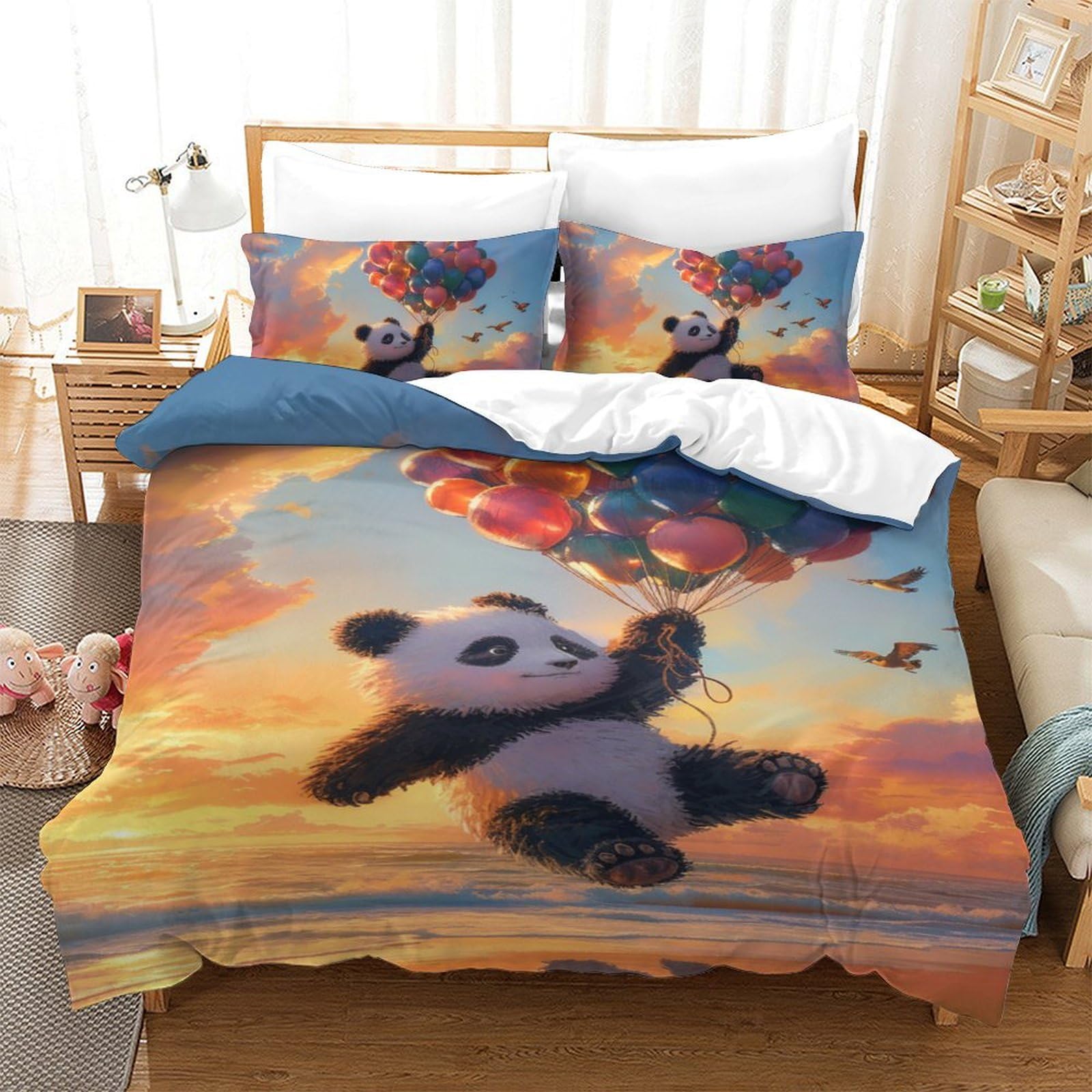 Ensemble de literie panda imprimé 3D microfibre de qualité supérieure 140x200