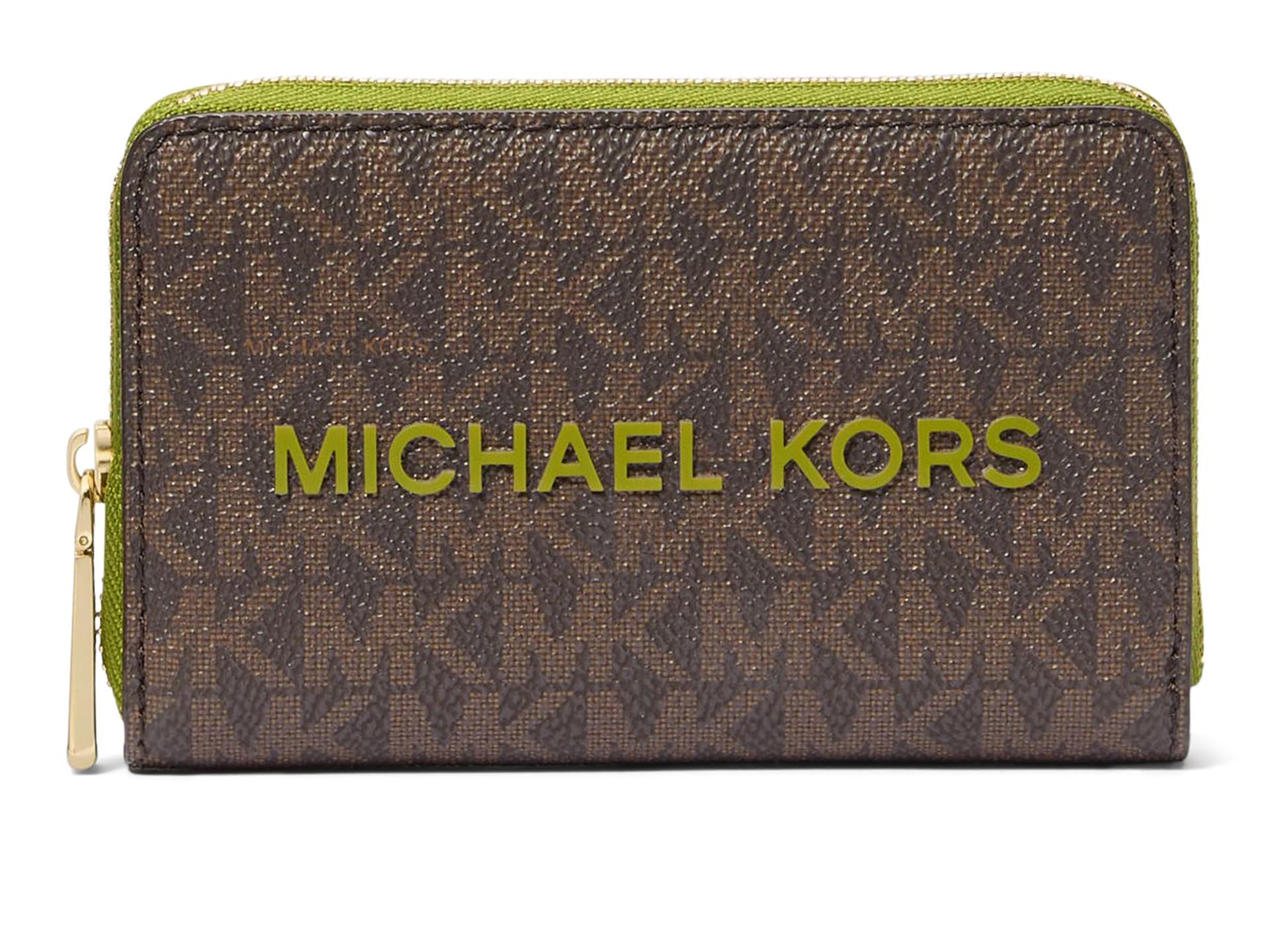 Michael Kors Womens Jet Set Small Zip Around Card Case Meadow Green One Size