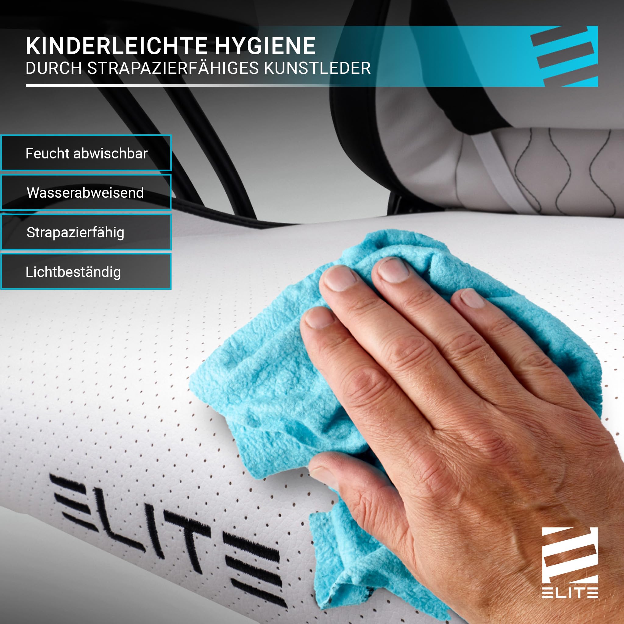 ELITE LED Gaming Stuhl Pulse für Kinder | Ergonomischer Bürostuhl - Schreibtischstuhl - Chefsessel - Sessel - Racing Gaming Stuhl - Gamingstuhl - Drehstuhl - Chair - Kunstleder (Schwarz RGB)