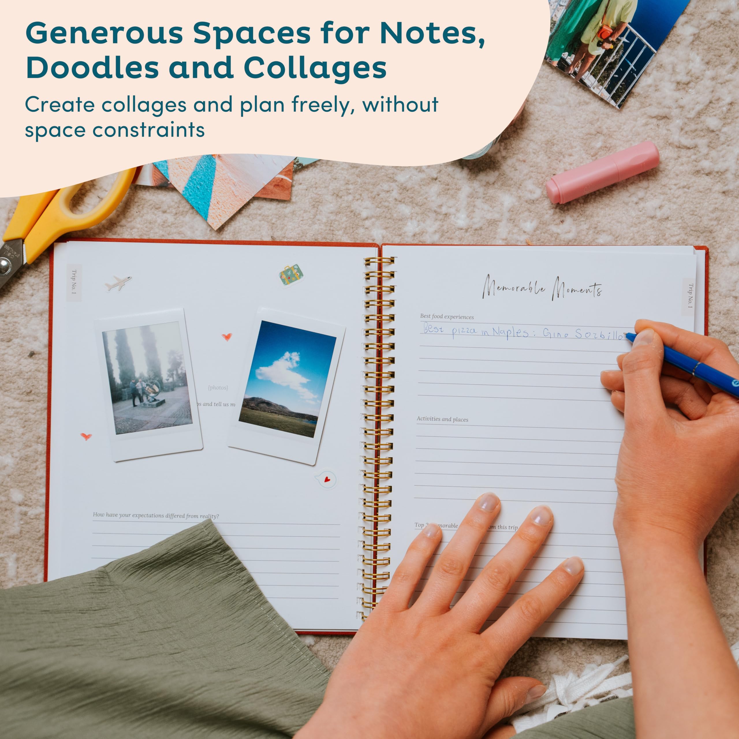 Nook Theory Diario de viaje personalizado para mujeres y hombres, cuaderno de viaje de lino, libro de aventuras con indicaciones, perfecto para regalos de viaje (Sage 2)